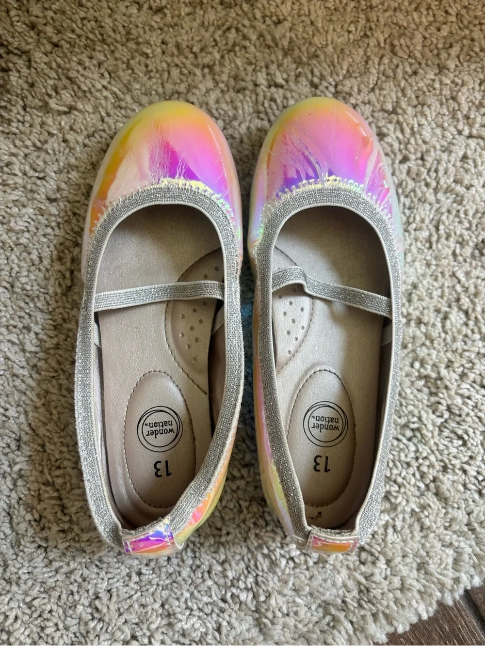 wonder nation Iridescent Rainbow Ballet Flats - Pink/Yellow